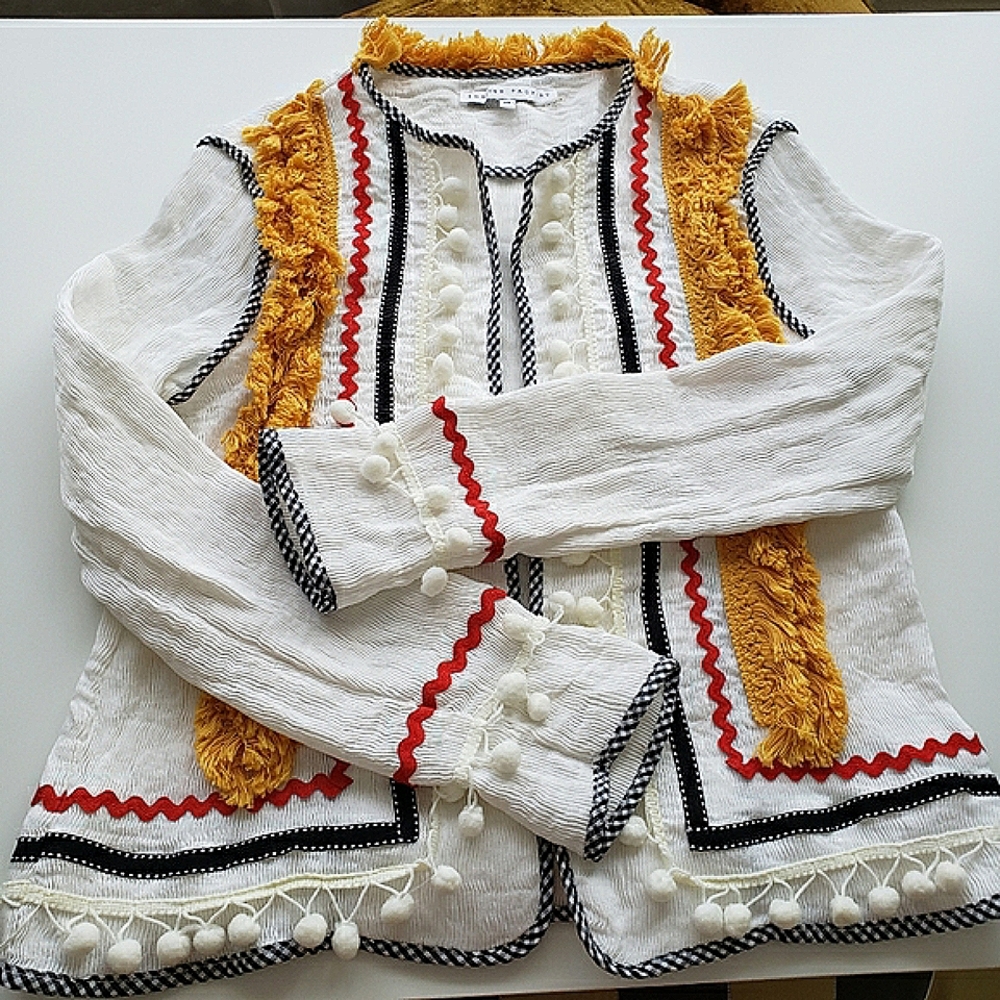 Anthropologie English Factory Selina Pom Boho Jacket XS - Picture 8 of 12